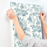 4172-27494 Beach Rose Teal Floral Fruits Wallpaper