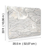 4172-27496 Egret Slate Tidal Dance Wallpaper