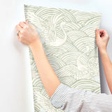 4172-27497 Egret Sage Tidal Dance Wallpaper