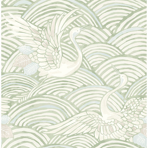 4172-27497 Egret Sage Tidal Dance Wallpaper