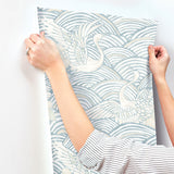 4172-27498 Egret Sky Blue Tidal Dance Wallpaper