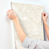 4172-27499 Egret Neutral Tidal Dance Wallpaper