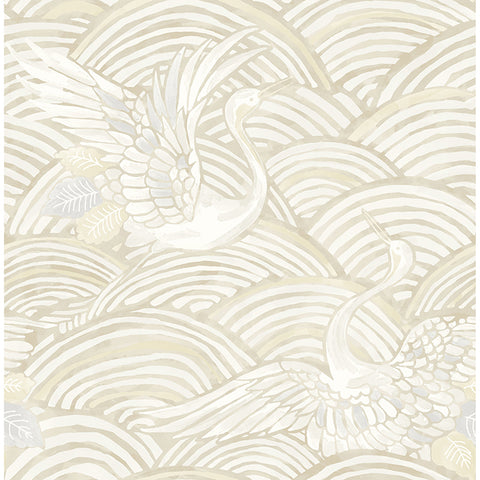 4172-27499 Egret Neutral Tidal Dance Wallpaper