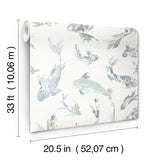 4172-27502 Koi Seafoam Fish Wallpaper