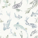  4172-27502 Koi Seafoam Fish Wallpaper