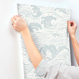4172-27509 Swell Light Blue Ocean Wave Wallpaper