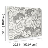 4172-27510 Swell Charcoal Ocean Wave Wallpaper