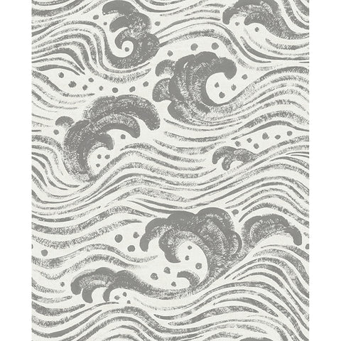 4172-27510 Swell Charcoal Ocean Wave Wallpaper
