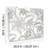 4172-27514 Star Flower Charcoal Floral Trail Wallpaper