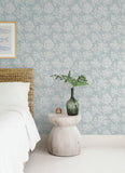 4172-82003 Tortuga Sky Blue Coral Weave Wallpaper