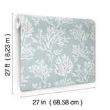 4172-82003 Tortuga Sky Blue Coral Weave Wallpaper