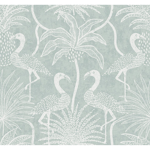 4172-82004 Biscayne Turquoise Flamingo Beach Wallpaper