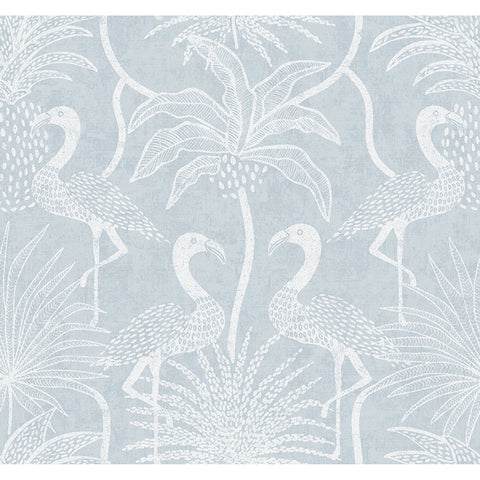 4172-82005 Biscayne Sky Blue Flamingo Beach Wallpaper