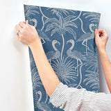 4172-82006 Biscayne Navy Flamingo Beach Wallpaper