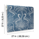  4172-82006 Biscayne Navy Flamingo Beach Wallpaper