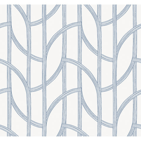 4172-82010 Salvo Navy Curved Contours Wallpaper