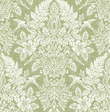 4173-27620 Finch Light Green Woodland Damask Wallpaper