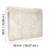 4173-27621 Finch Neutral Woodland Damask Wallpaper
