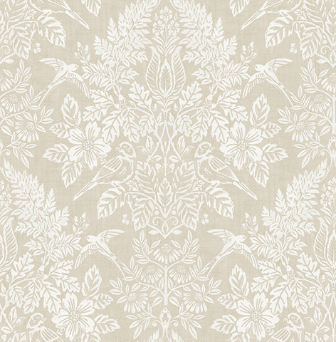 4173-27621 Finch Neutral Woodland Damask Wallpaper
