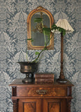  4173-27622 Finch Blue Woodland Damask Wallpaper
