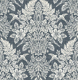  4173-27622 Finch Blue Woodland Damask Wallpaper