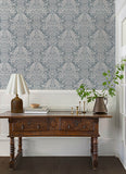 4173-27623 Finch Light Blue Woodland Damask Wallpaper
