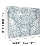 4173-27623 Finch Light Blue Woodland Damask Wallpaper