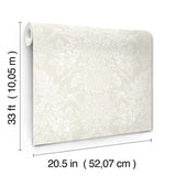 4173-27624 Finch Ivory Woodland Damask Wallpaper