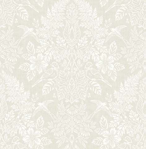 4173-27624 Finch Ivory Woodland Damask Wallpaper