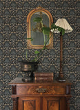 4173-27630 Woodbury Black Floral Damask Wallpaper