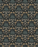 4173-27630 Woodbury Black Floral Damask Wallpaper