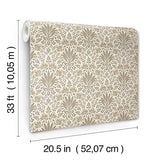 4173-27633 Woodbury Brown Floral Damask Wallpaper