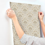 4173-27633 Woodbury Brown Floral Damask Wallpaper
