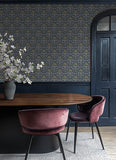 4173-27634 Woodbury Navy Floral Damask Wallpaper