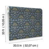 4173-27634 Woodbury Navy Floral Damask Wallpaper