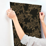 4173-27635 Gerty Gold Fruit Toile Wallpaper
