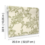  4173-27636 Gerty Green Fruit Toile Wallpaper