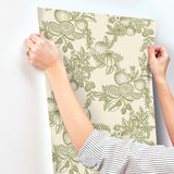  4173-27636 Gerty Green Fruit Toile Wallpaper