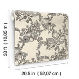 4173-27637 Gerty Black Fruit Toile Wallpaper