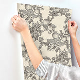 4173-27637 Gerty Black Fruit Toile Wallpaper
