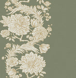 4173-27639 Gisela Green Floral Columns Wallpaper