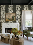  4173-27641 Gisela Black Floral Columns Wallpaper
