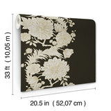 4173-27641 Gisela Black Floral Columns Wallpaper