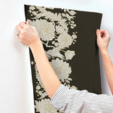  4173-27641 Gisela Black Floral Columns Wallpaper