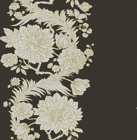  4173-27641 Gisela Black Floral Columns Wallpaper