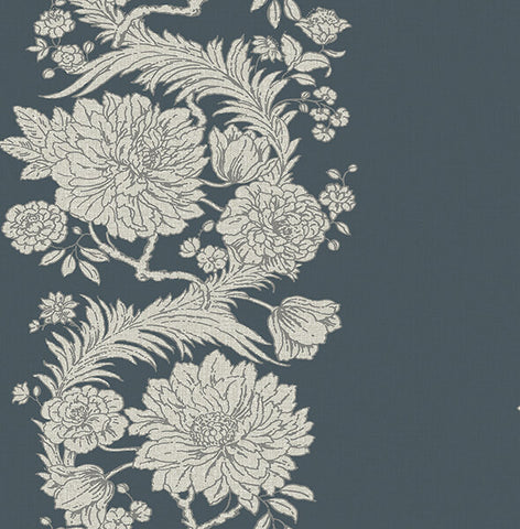  4173-27642 Gisela Blue Floral Columns Wallpaper