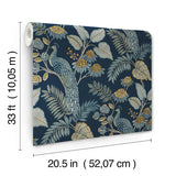 4173-27643 Geneva Dark Blue Peacock Paradise Wallpaper
