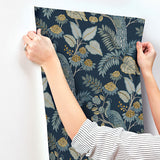 4173-27643 Geneva Dark Blue Peacock Paradise Wallpaper