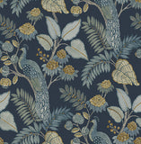 4173-27643 Geneva Dark Blue Peacock Paradise Wallpaper