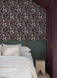 4173-27644 Geneva Plum Peacock Paradise Wallpaper